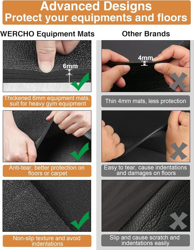 WERCHO Treadmill Mat,60" x 30",6mm Thickness Exercise Equipment Mat for Carpet Hardwood Floors, Compatible with Walking Pad,Spin Bike,Elliptical Trainer,Rowing Machine - Image 3